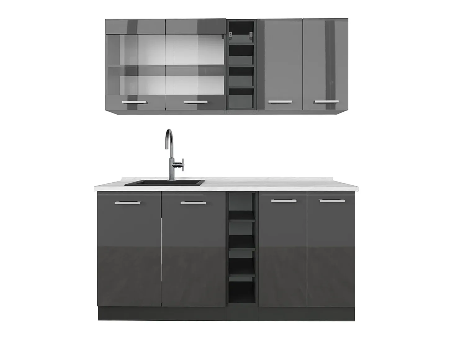 Cocina versátil antracita brillo intenso/antracita 160x60x81.6 r-line