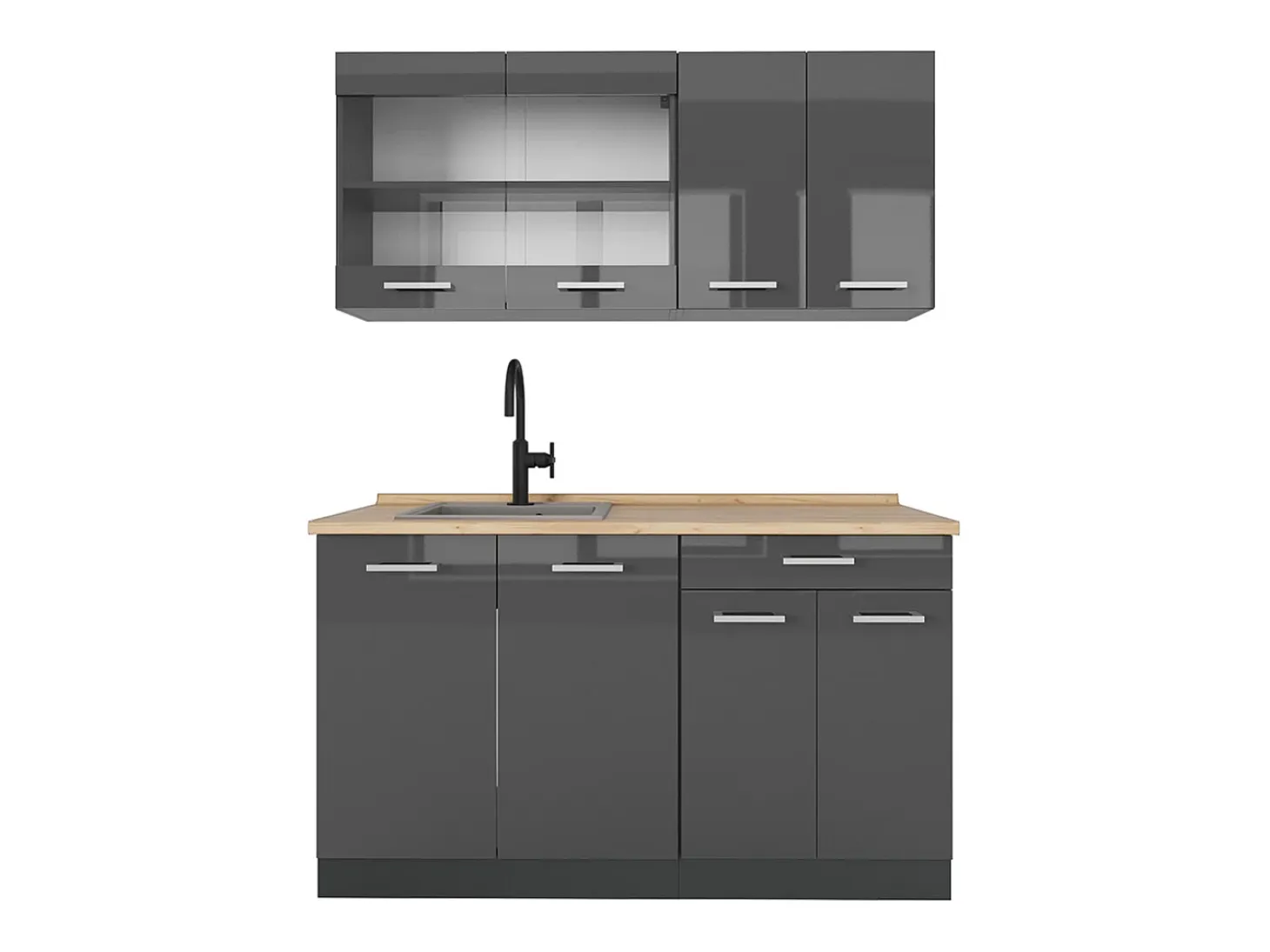 Cocina versátil antracita brillo intenso/antracita 140x60x81.6 r-line