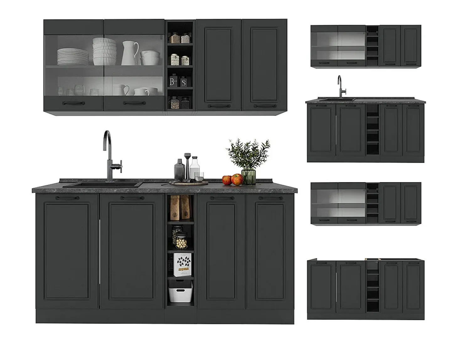 Cocina versátil antracita casa de campo/antracita 160x60x81.6 r-line