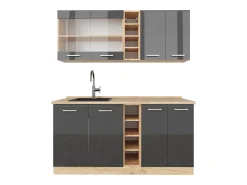 Cocina versátil antracita brillo intenso/roble dorado eléctrico 160x60x81.6 r-line