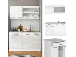 Cocina versátil blanco alto brillo/blanco 140x60x81.6 r-line