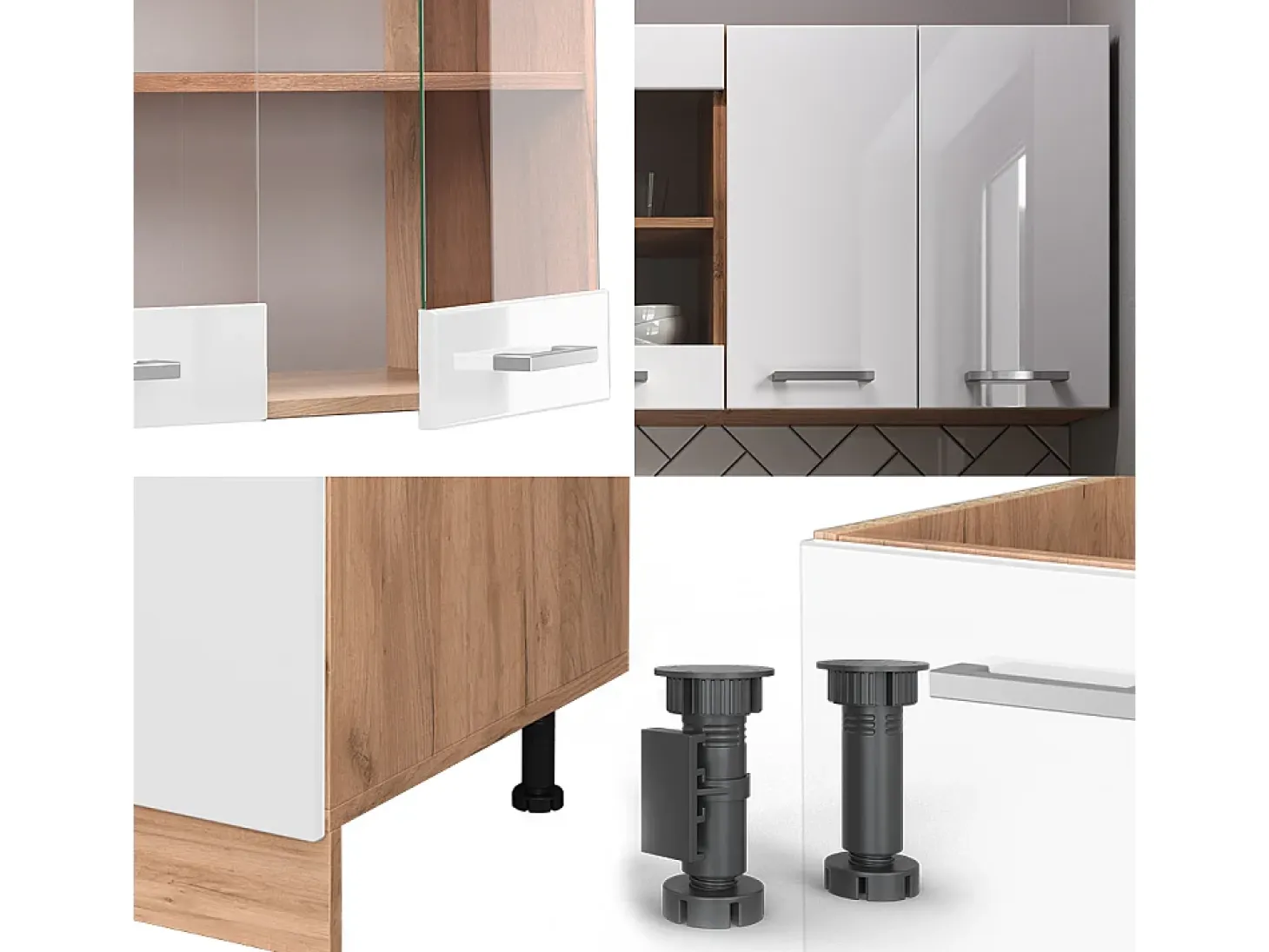 Cocina versátil blanco brillo intenso/roble dorado 140x60x81.6 r-line