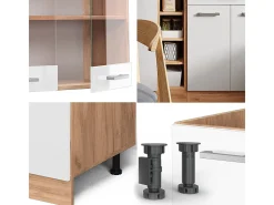 Cocina versátil blanco brillo intenso/roble dorado 160x60x81.6 r-line