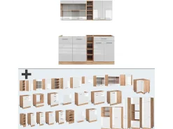 Cocina versátil blanco brillo intenso/roble dorado 160x60x81.6 r-line