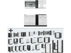 Cocina versátil blanco brillo/antracita 160x60x81.6 r-line