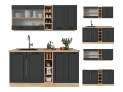 Cocina versátil casa de campo antracita/roble dorado 160x60x81.6 r-line