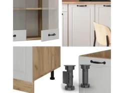 Cocina versátil casa de campo blanca/roble dorado 140x60x81.6 r-line
