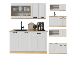 Cocina versátil casa de campo blanca/roble dorado 140x60x81.6 r-line