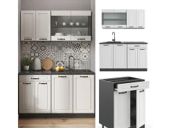 Cocina versátil casa de campo blanca/antracita 140x60x81.6 r-line