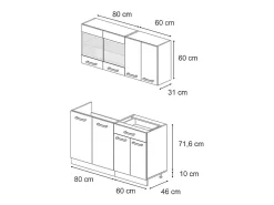 Cocina versátil casa de campo blanca/antracita 140x60x81.6 r-line