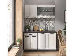 Cocina versátil casa de campo blanca/antracita 140x60x81.6 r-line