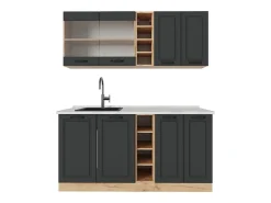 Cocina versátil casa de campo antracita/roble dorado 160x60x81.6 r-line
