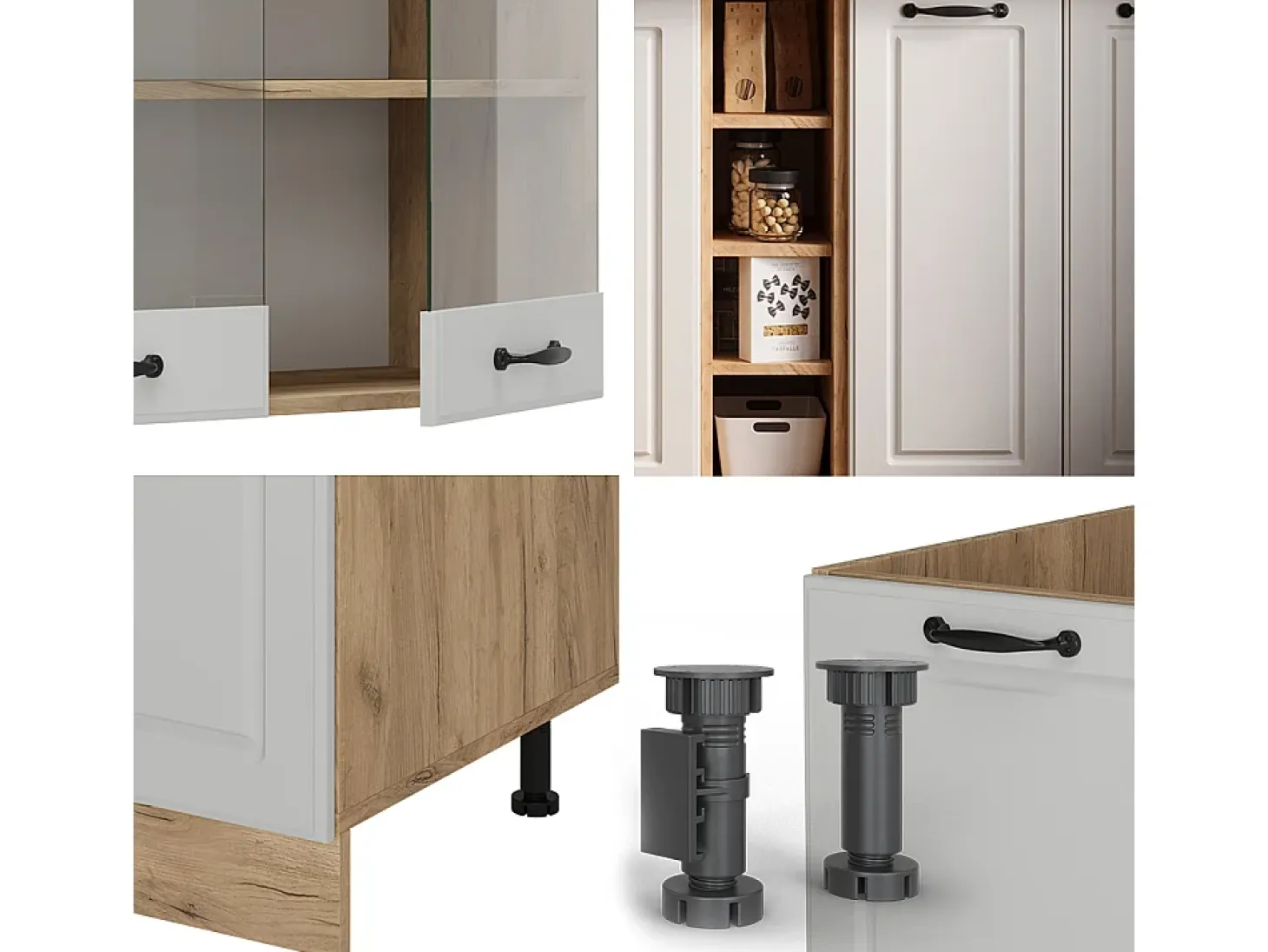 Cocina versátil casa de campo blanca/roble dorado 160x60x81.6 r-line
