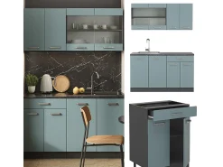 Cocina versátil gris azulado/antracita 140x60x81.6 r-line