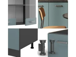 Cocina versátil gris azulado/antracita 140x60x81.6 r-line