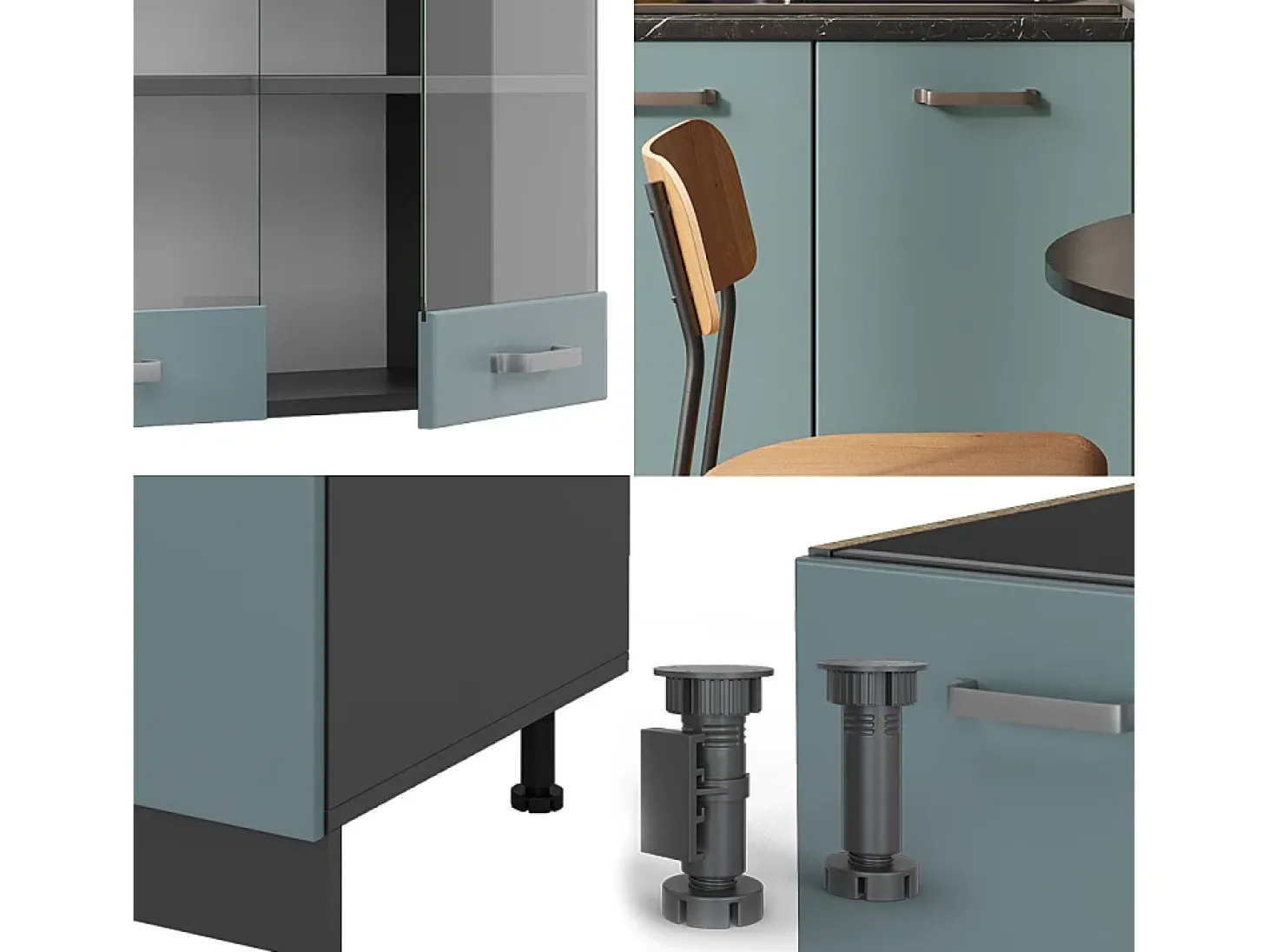 Cocina versátil gris azulado/antracita 140x60x81.6 r-line