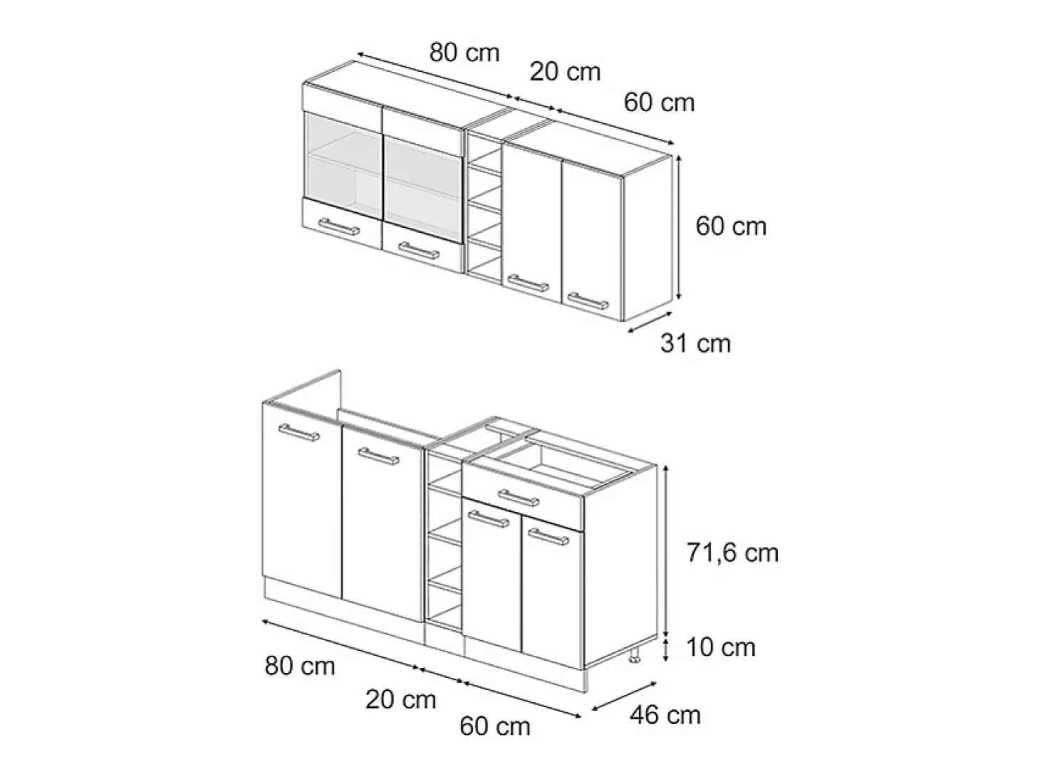 Cocina versátil gris azulado/antracita 160x60x81.6 r-line
