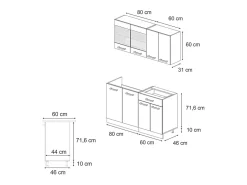 Cocina versátil gris azulado/antracita 140x60x81.6 r-line