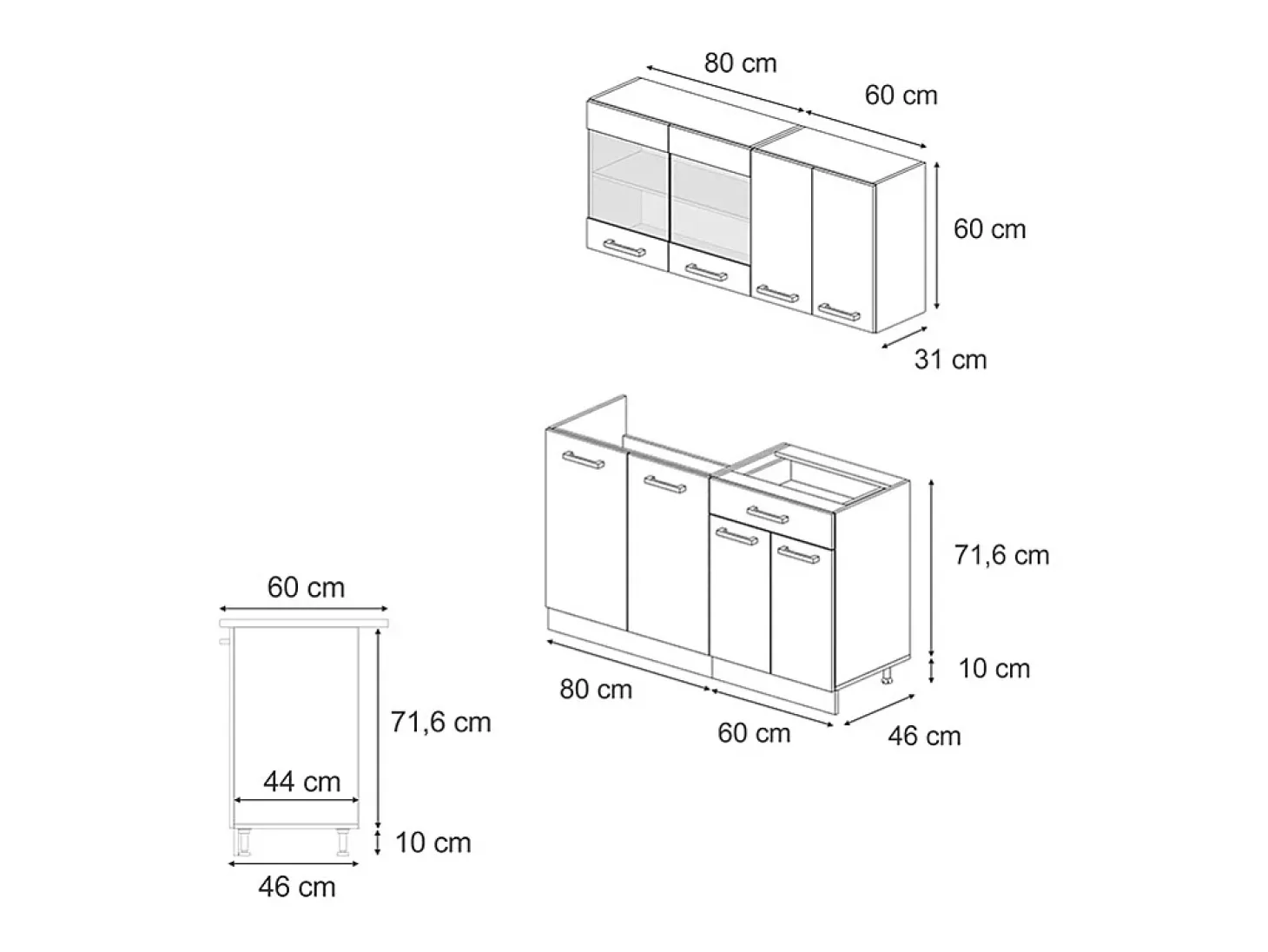 Cocina versátil gris azulado/antracita 140x60x81.6 r-line