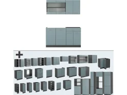 Cocina versátil gris azulado/antracita 140x60x81.6 r-line