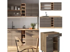 Cocina versátil gris noble/roble dorado 160x60x81.6 r-line