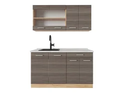 Cocina versátil gris noble/roble dorado 140x60x81.6 r-line