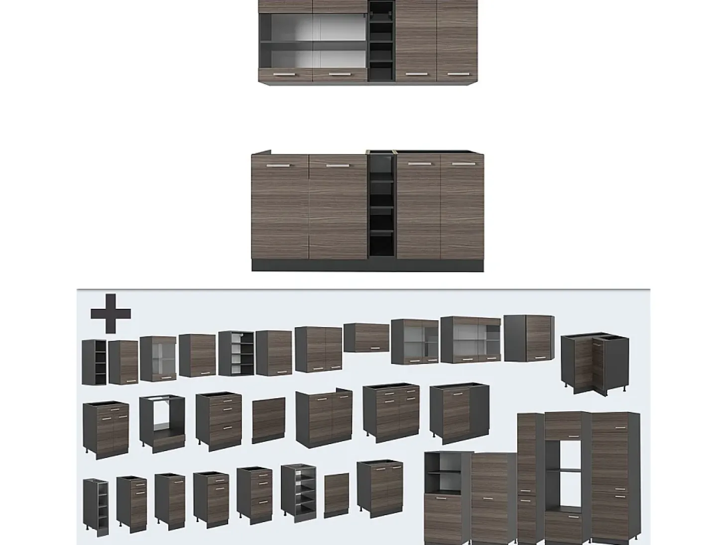 Cocina versátil gris noble/antracita 160x60x81.6 r-line
