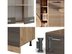 Cocina versátil gris noble/roble dorado 160x60x81.6 r-line