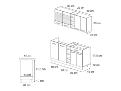 Cocina versátil gris noble/roble dorado 160x60x81.6 r-line