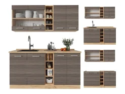 Cocina versátil gris noble/roble dorado 160x60x81.6 r-line