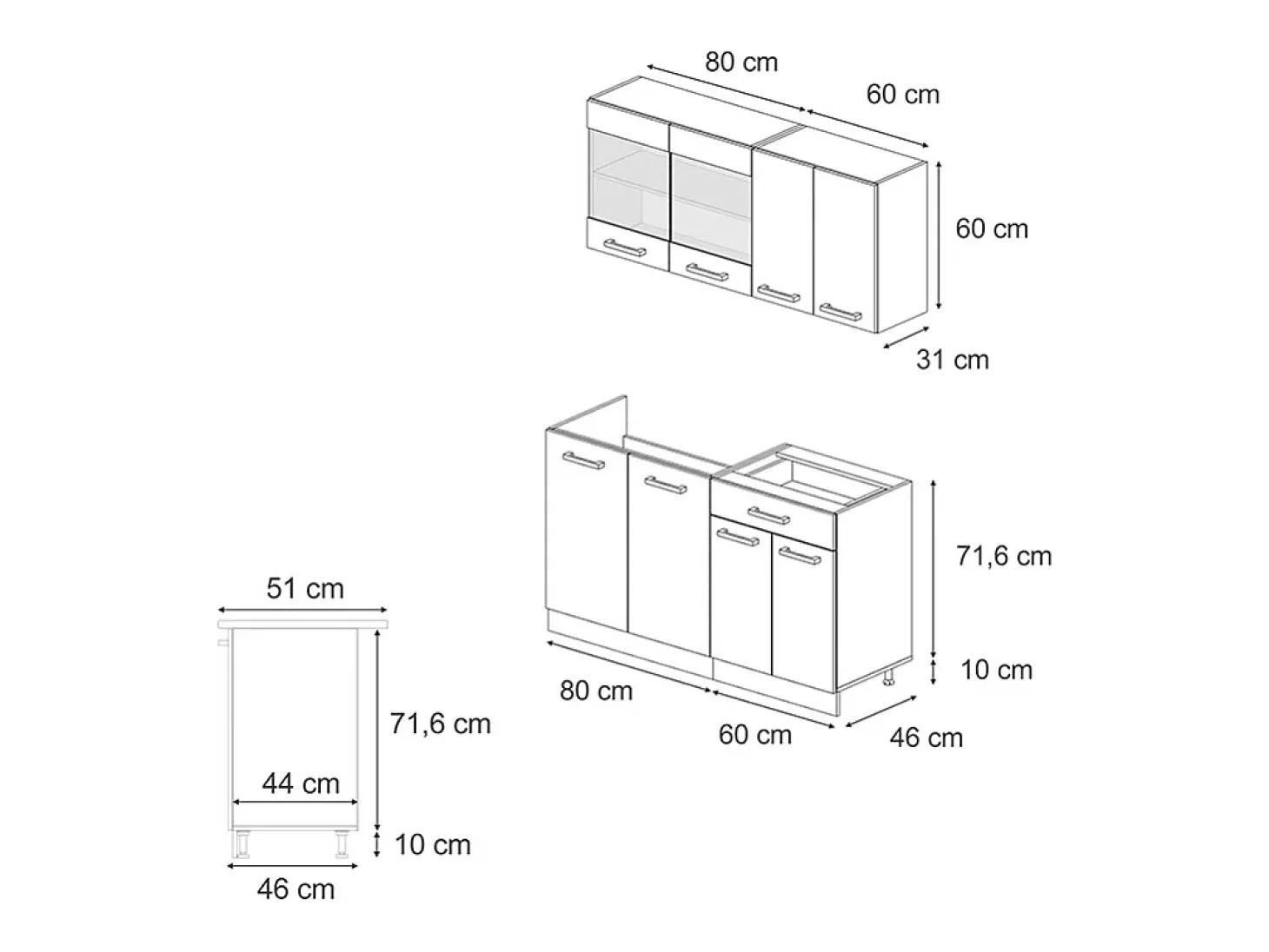 Cocina versátil gris noble/antracita 140x60x81.6 r-line