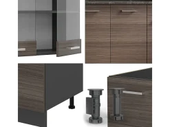 Cocina versátil gris noble/antracita 140x60x81.6 r-line