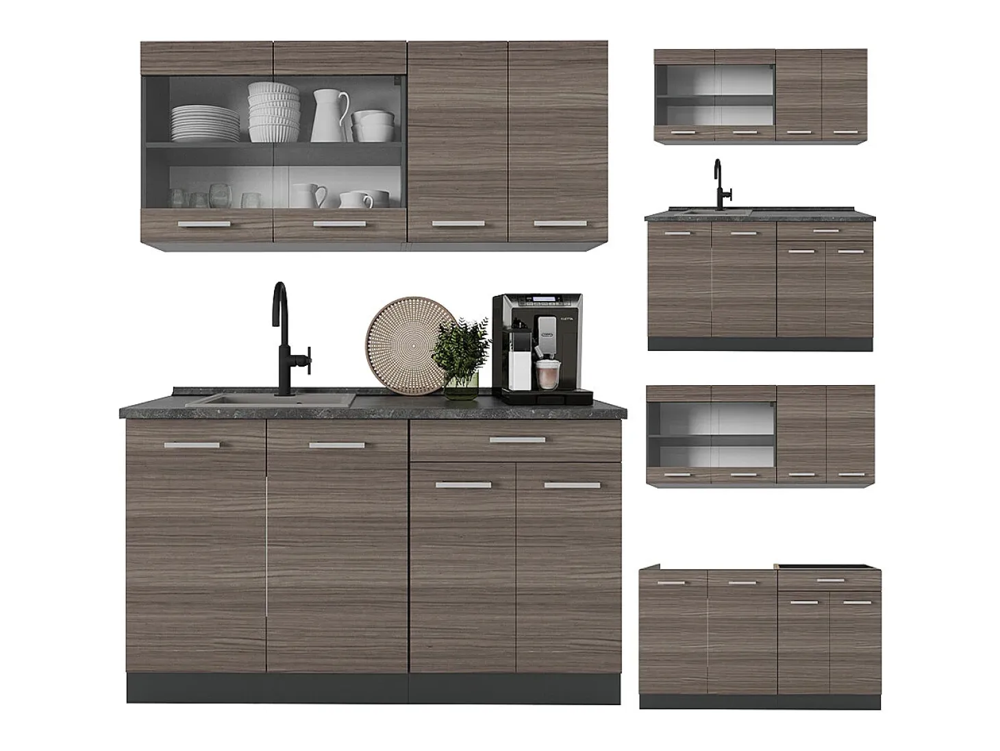 Cocina versátil gris noble/antracita 140x60x81.6 r-line