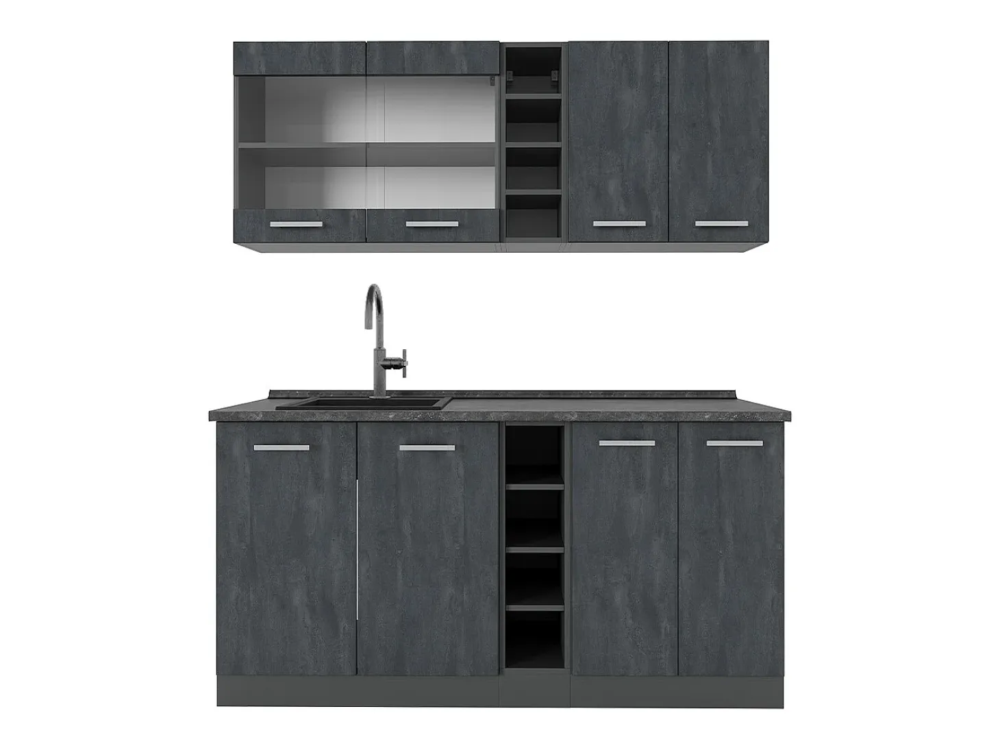 Cocina versátil hormigón negro/antracita 160x60x81.6 r-line