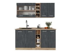 Cocina versátil hormigón negro/roble dorado 160x60x81.6 r-line