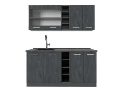Cocina versátil hormigón negro/antracita 160x46x81.6 r-line