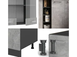Cocina versátil hormigón/antracita 160x60x81.6 r-line