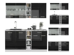 Cocina versátil negro brillo/blanco 160x60x81.6 r-line