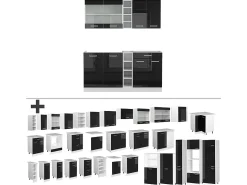 Cocina versátil negro brillo/blanco 160x60x81.6 r-line