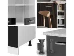 Cocina versátil negro brillo/blanco 160x60x81.6 r-line