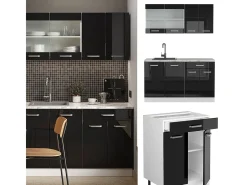 Cocina versátil negro brillo/blanco 140x60x81.6 r-line
