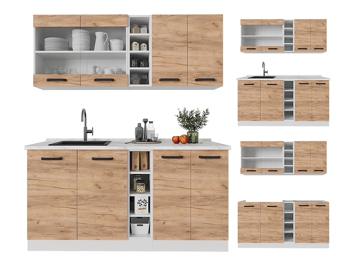 Cocina versátil oro potencia roble/blanco 160x60x81.6 r-line