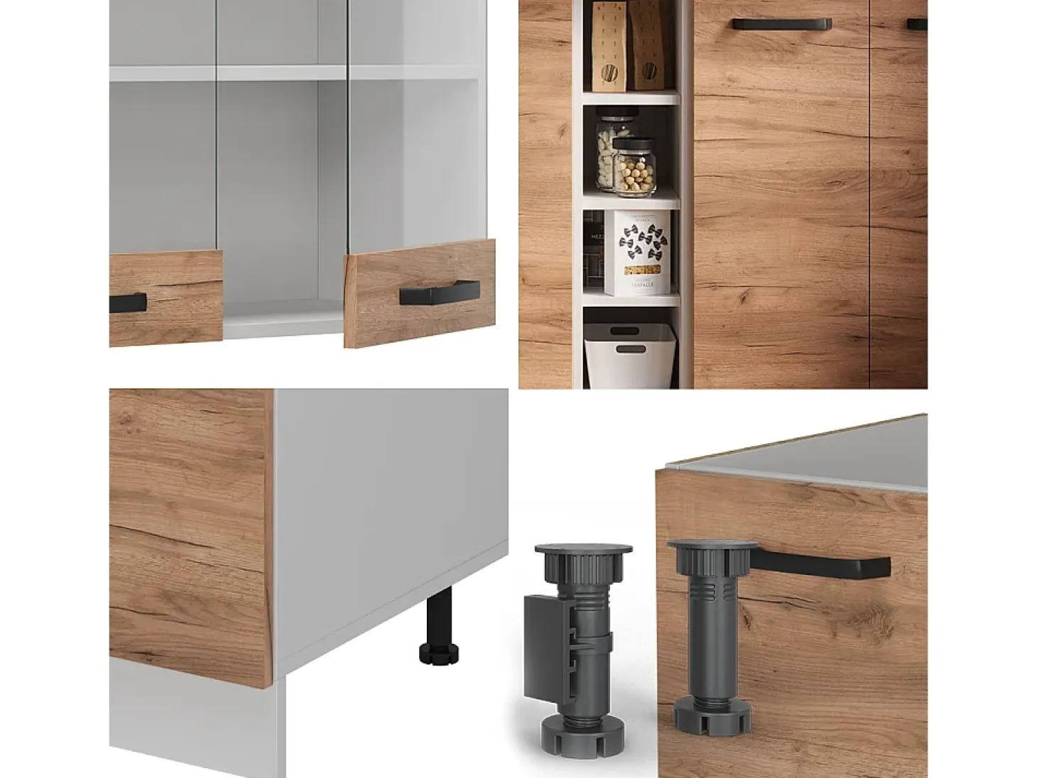 Cocina versátil oro potencia roble/blanco 160x60x81.6 r-line