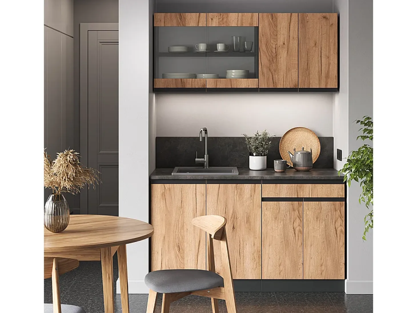 Cocina versátil oro power roble/antracita 140x60x81.6 r-line