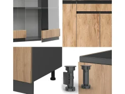 Cocina versátil oro power roble/antracita 140x60x81.6 r-line