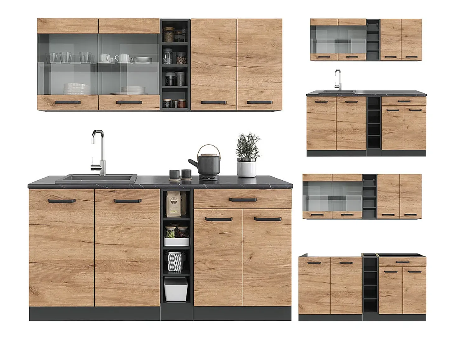 Cocina versátil oro power roble/antracita 160x60x81.6 r-line