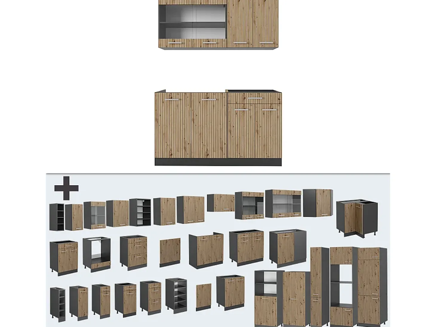 Cocina versátil roble artesanal/antracita 140x60x81.6 r-line
