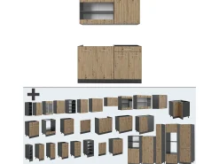 Cocina versátil roble artesanal/antracita 140x46x81.6 r-line