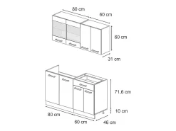 Cocina versátil roble artesanal/antracita 140x46x81.6 r-line