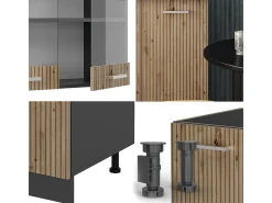 Cocina versátil roble artesanal/antracita 140x46x81.6 r-line